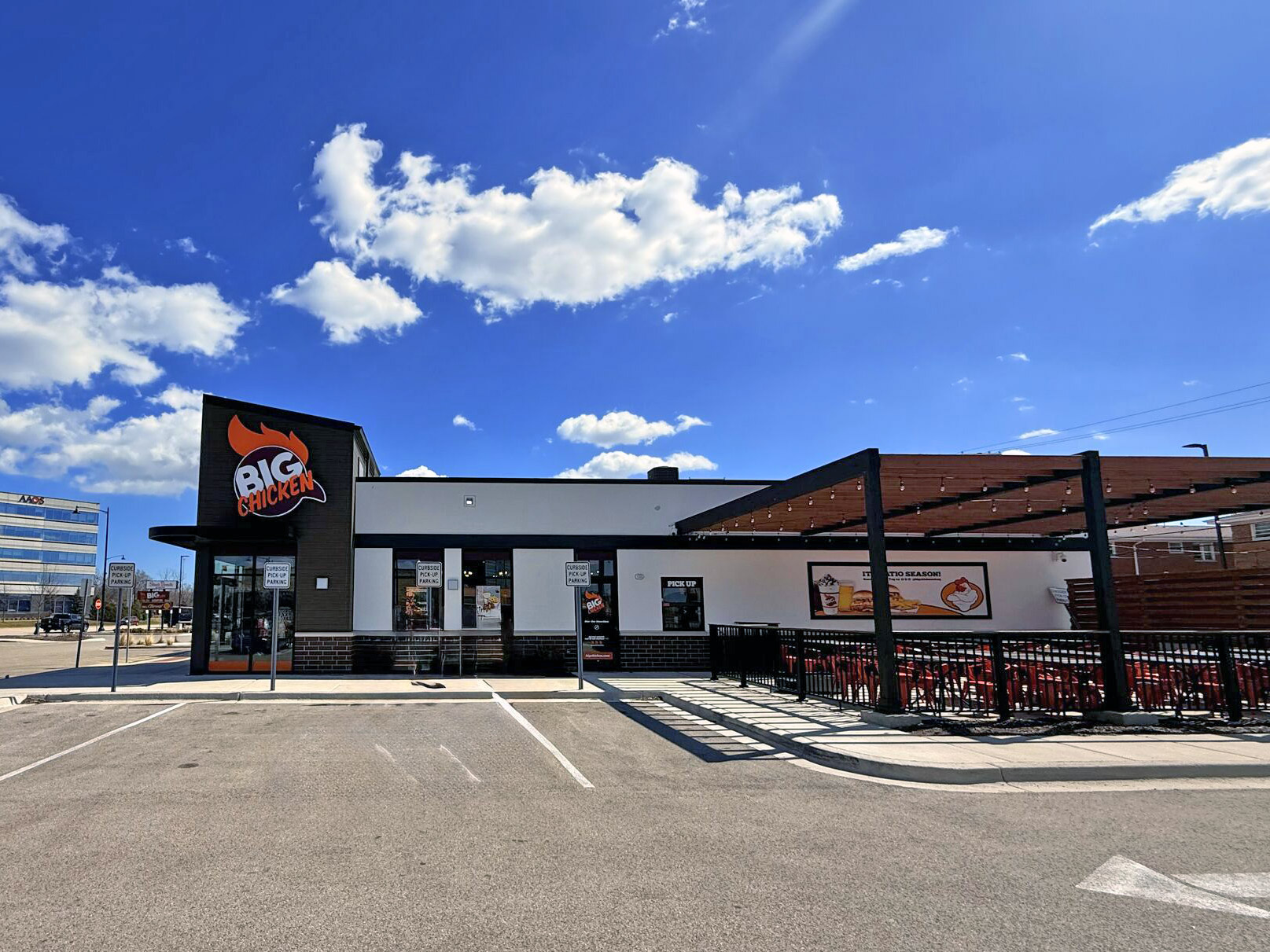 Exterior of Big Chicken building