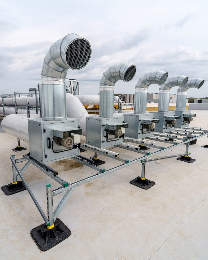 HVAC equipment on the roof of a building